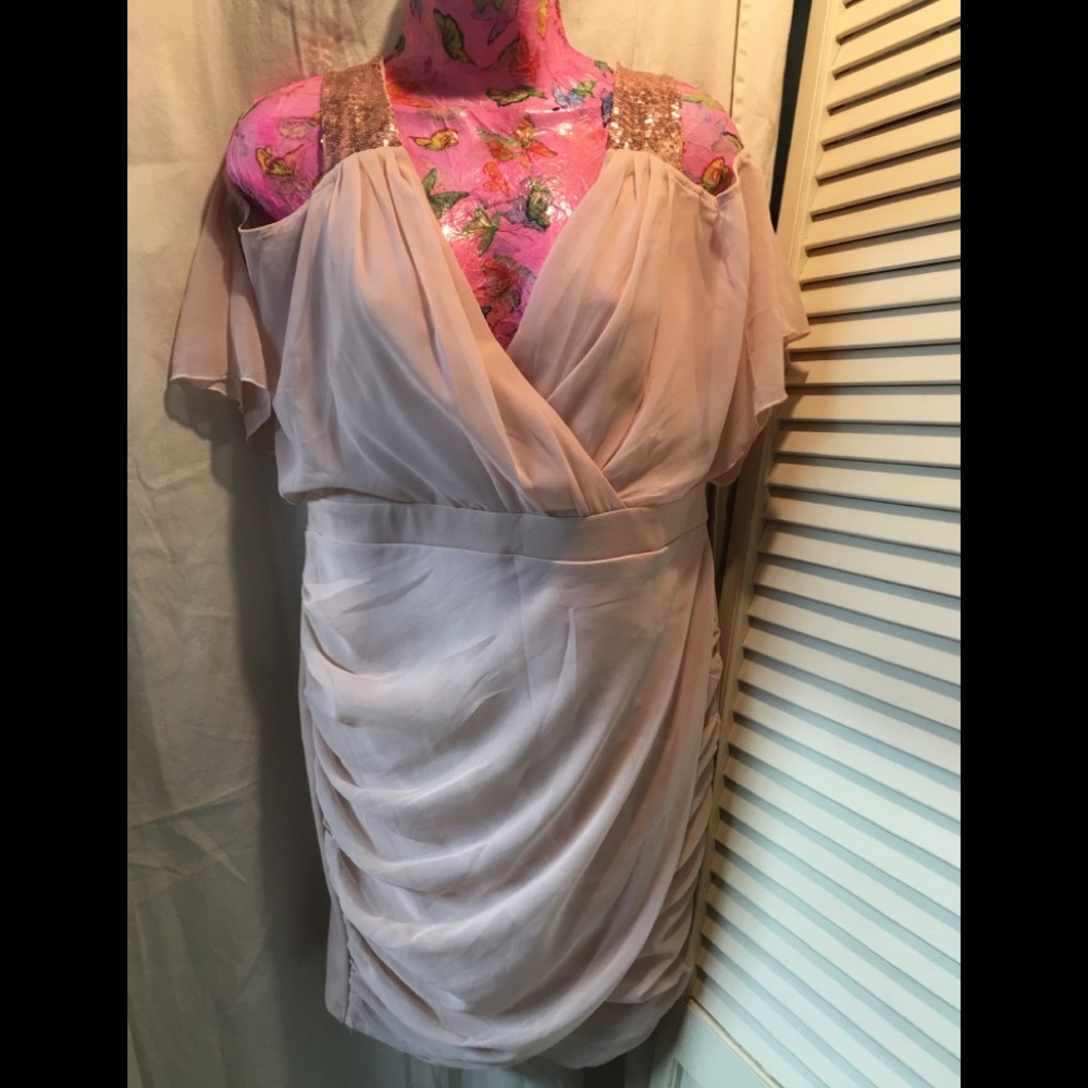 Dress Fo- Peach chiffon dress with sequined straps